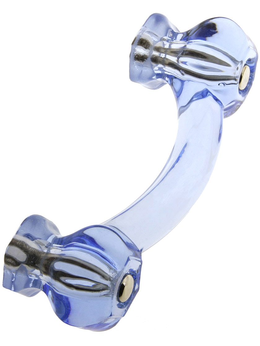 Hexagonal Glass Bridge Drawer Pull With Nickel Bolts House of Antique